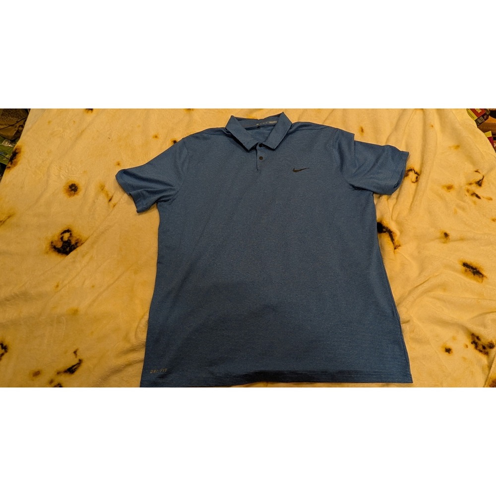 Nike Tiger Woods Collection Dri-FIT Golf Polo Blue Stripe Mens XL 726197-439